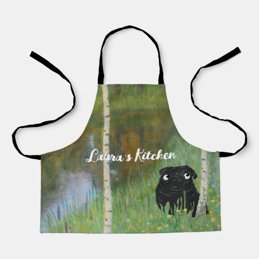 Schattige Hondenpug Gustav Klimt Boskind Schort (Voorkant)