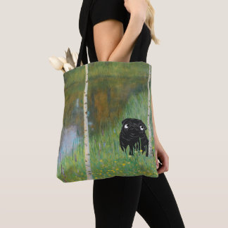 Schattige Hondenpug Gustav Klimt Forest AOP Tote Bag