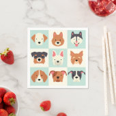 Schattige hondenras lichtblauw patroon servetten (Insitu)