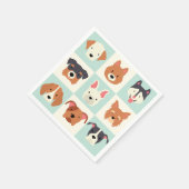 Schattige hondenras lichtblauw patroon servetten (Hoek)