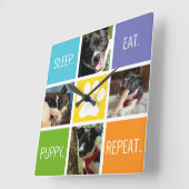 Schattige Hondenslaap Eet Herhaal Dierenvriend Mod Vierkante Klok (Hoek)