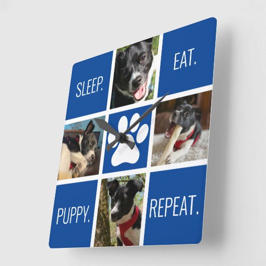 Schattige Hondenslaap Eet Herhaal Dierenvriend Mod Vierkante Klok (Hoek)