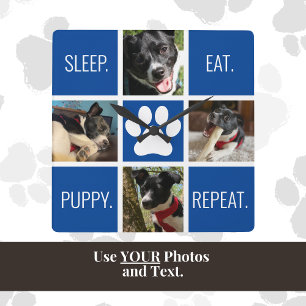 Schattige Hondenslaap Eet Herhaal Dierenvriend Mod Vierkante Klok