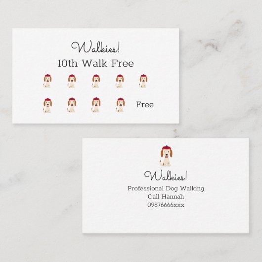 Schattige hondenuitlaten / Grooming Loyalty Kaart (Voorkant / Achterkant)