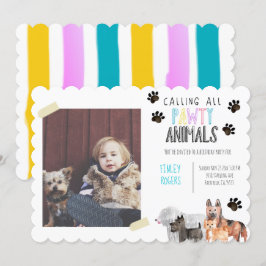 Schattige hondenverjaardagsfeestje Dier kind Party Kaart