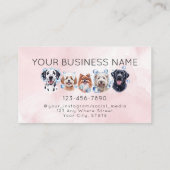 Schattige hondenverzorging, waterverf roze visitekaartje (Achterkant)