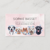 Schattige hondenverzorging, waterverf roze visitekaartje (Voorkant)