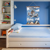 Schattige hondenvliegtuig, Clouds Mountains, Custo Hangend Wandkleed
