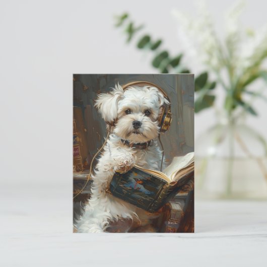 Schattige hondje dat een boek leest briefkaart (Staand voorkant)