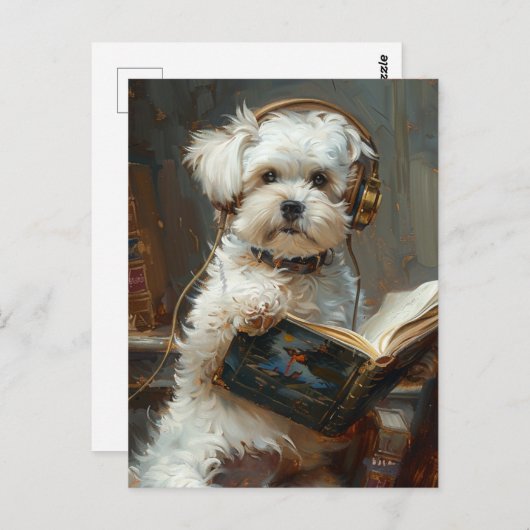 Schattige hondje dat een boek leest briefkaart (Voorkant / Achterkant)