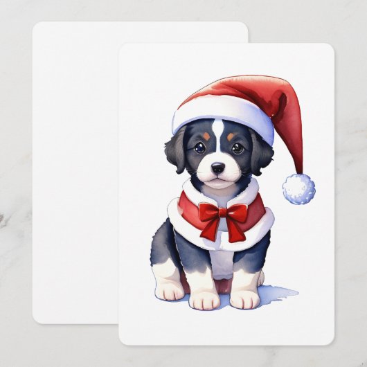Schattige hondje in de kerstmuts. Kerstmis ontwerp Kaart (Voorkant / Achterkant)