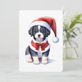 Schattige hondje in de kerstmuts. Kerstmis ontwerp Kaart (Staand voorkant)