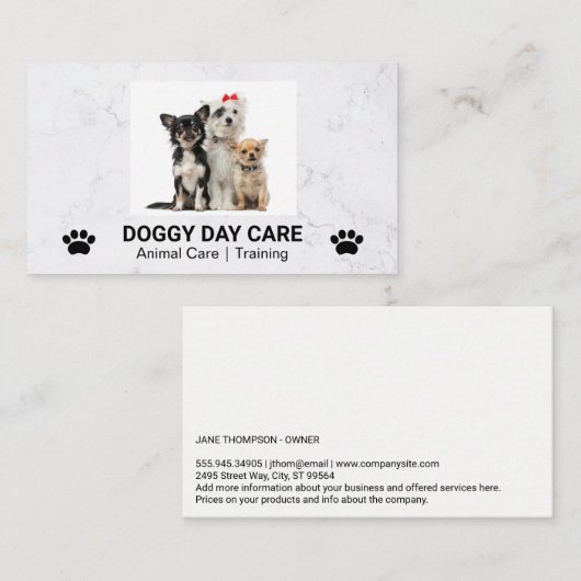 Schattige Hondjes Zitten | Trimmer | Trainer Visitekaartje (Voorkant / Achterkant)