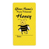 Schattige Honey Bee Custom Name Honey Labels voor  (Voorkant)