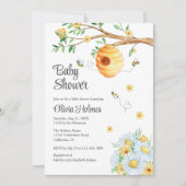 Schattige Honey Bee en Chamomille Baby shower Kaart (Voorkant)