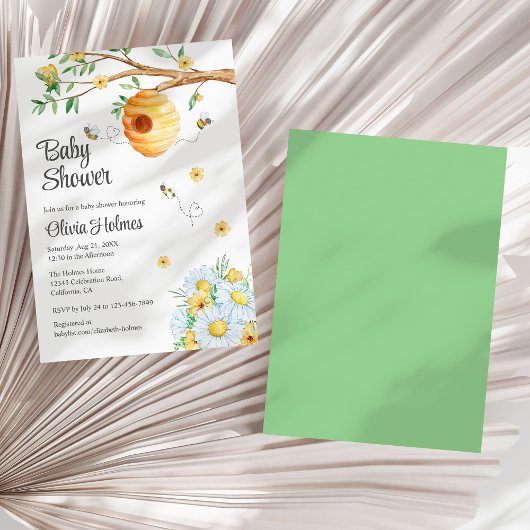 Schattige Honey Bee en Chamomille Baby shower Kaart