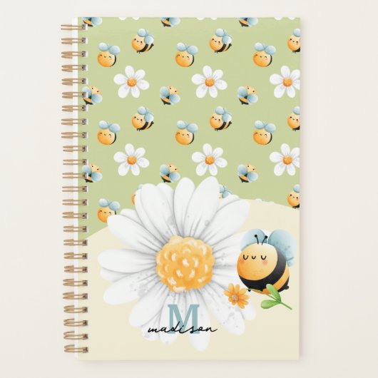 Schattige Honey Bee Pattern Custom Planner (Voorkant)