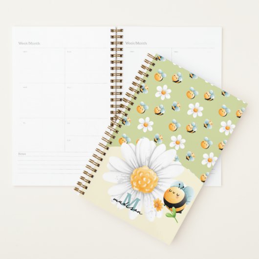 Schattige Honey Bee Pattern Custom Planner (Display)