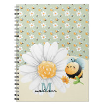 Schattige Honey Bee Pattern Notitieboek met naam
