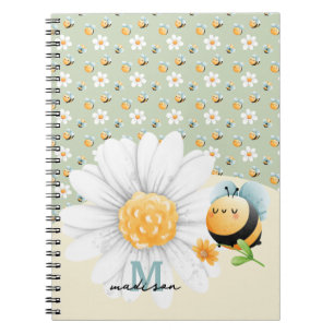 Schattige Honey Bee Pattern Notitieboek met naam