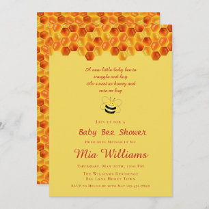 Schattige Honey Bee Theme Baby shower Invitation Kaart