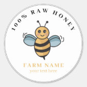 Schattige Honey Jar Bee Apiary Ronde Sticker (Voorkant)