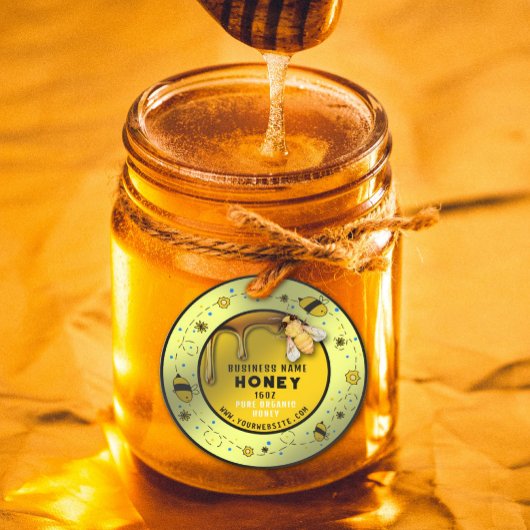 Schattige Honey Jar Fresh Bee Ronde Sticker