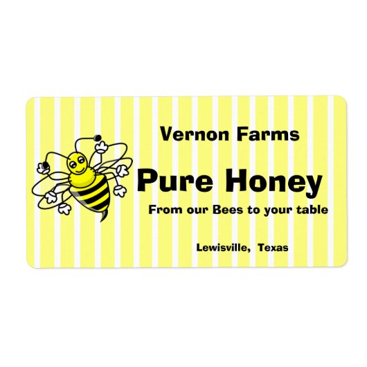 Schattige Honey Jar Label (Voorkant)