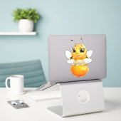 Schattige Honey Pot Honey Bee Sticker (Laptop op bureau)