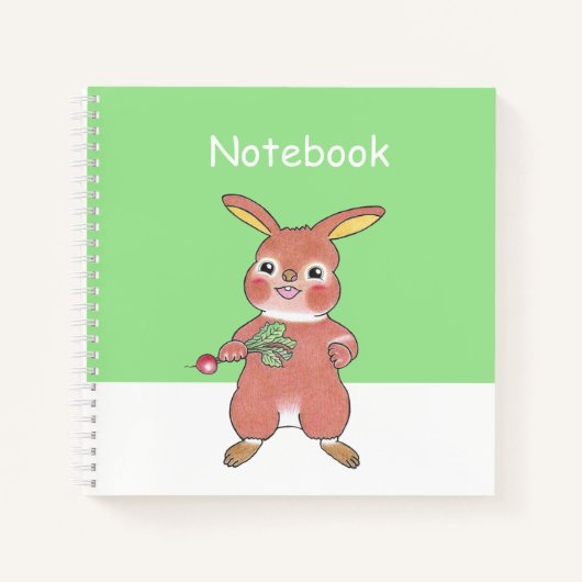Schattige hongerig Bunny Square Custom Notitieboek (Voorkant)