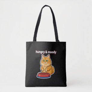 Schattige hongerige en chagrijnige oranje kat meme tote bag