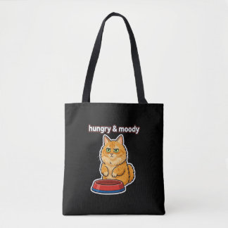 Schattige hongerige en chagrijnige oranje kat meme tote bag