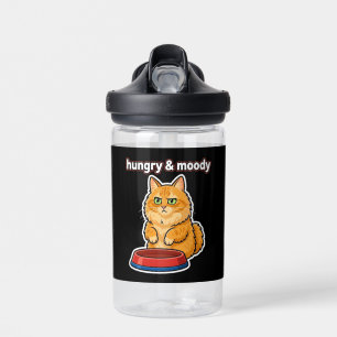 Schattige hongerige en chagrijnige oranje kat meme waterfles