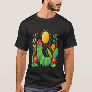 Schattige hongerige rups transformatie terug naar  t-shirt