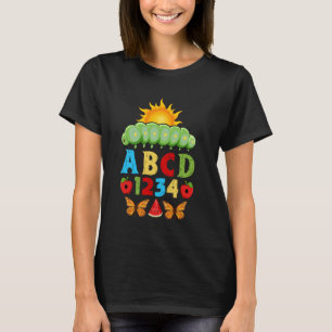 Schattige hongerige rups transformatie terug naar t-shirt