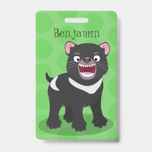 Schattige hongerige Tasmaanse duivel cartoonillust Badge