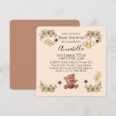 Schattige Honing Beer & Bijen met Zonnebloemen Bab Kaart (Voorkant / Achterkant)