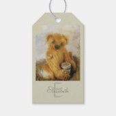 Schattige Honing Beer Teddy - Handgemaakt Naaien Cadeaulabel (Voorkant)