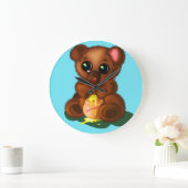 Schattige Honing Beer Wandklok Customizab; e (Huis)