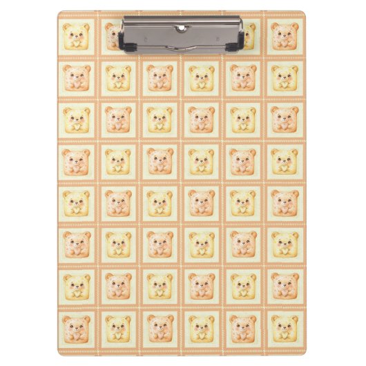 Schattige honing patchwork koekje teddybeer klembord (Voorkant)