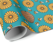 Schattige honingbij cadeaupapier (Rol Hoek)