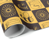 Schattige honingbij cadeaupapier (Rol Hoek)
