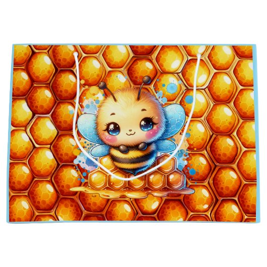 Schattige Honingbij en Honeycomb Theme Baby shower Groot Cadeauzakje (Voorkant)