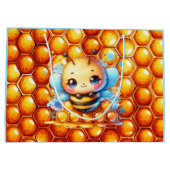 Schattige Honingbij en Honeycomb Theme Baby shower Groot Cadeauzakje (Achterkant)
