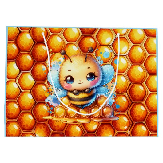 Schattige Honingbij en Honeycomb Theme Baby shower Groot Cadeauzakje (Achterkant)