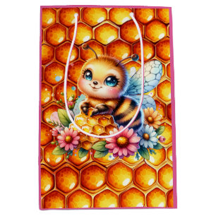 Schattige Honingbij en Honeycomb Theme Baby shower Medium Cadeauzakje