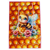 Schattige Honingbij en Honeycomb Theme Baby shower Medium Cadeauzakje (Achterkant)