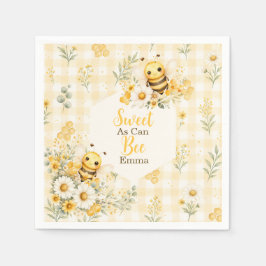 Schattige Honingbij Madeliefjes Gingham Bloemen Servet