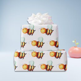 Schattige honingbij met blauwe vleugels gemêleerd cadeaupapier