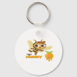 Schattige honingbij met druipende honing typografi sleutelhanger